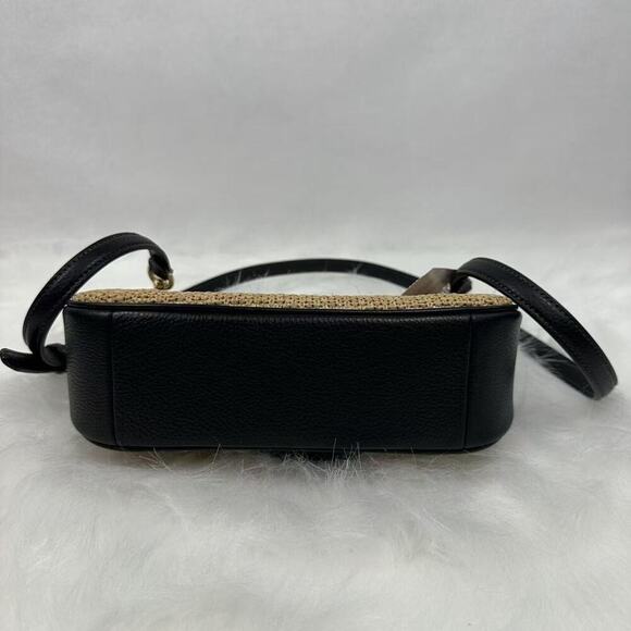 COACH Teri Shoulder Crossbody Bag 2way In Toast Black Straw Leather CAL90 NWT - Picture 12 of 12